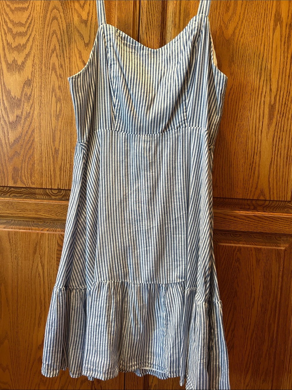 Old Navy Blue and White Striped Spaghetti Strap Sundress